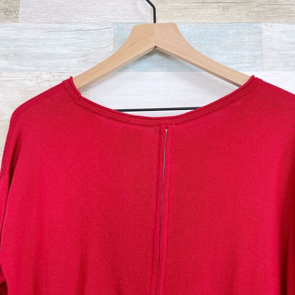 Soho Jeans Split Back Tunic Sweater Red High Low Zipper NY&Co Womens Medium - Picture 6 of 9